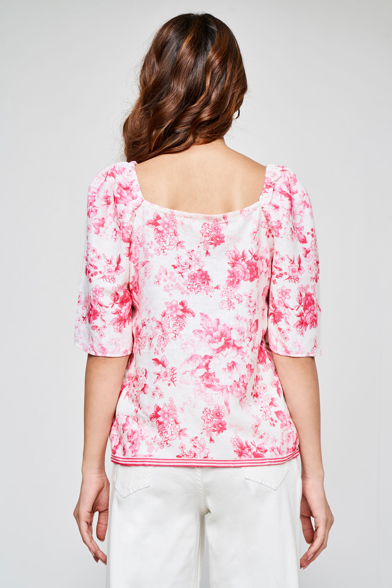Pink Floral Straight Top, Pink, image 5